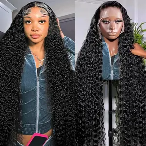 13x6 Lace Frontal Wigs Deep Wave Wig 36inches Wet And Wavy Lace Frontal Wig Human Hair Wigs 180%