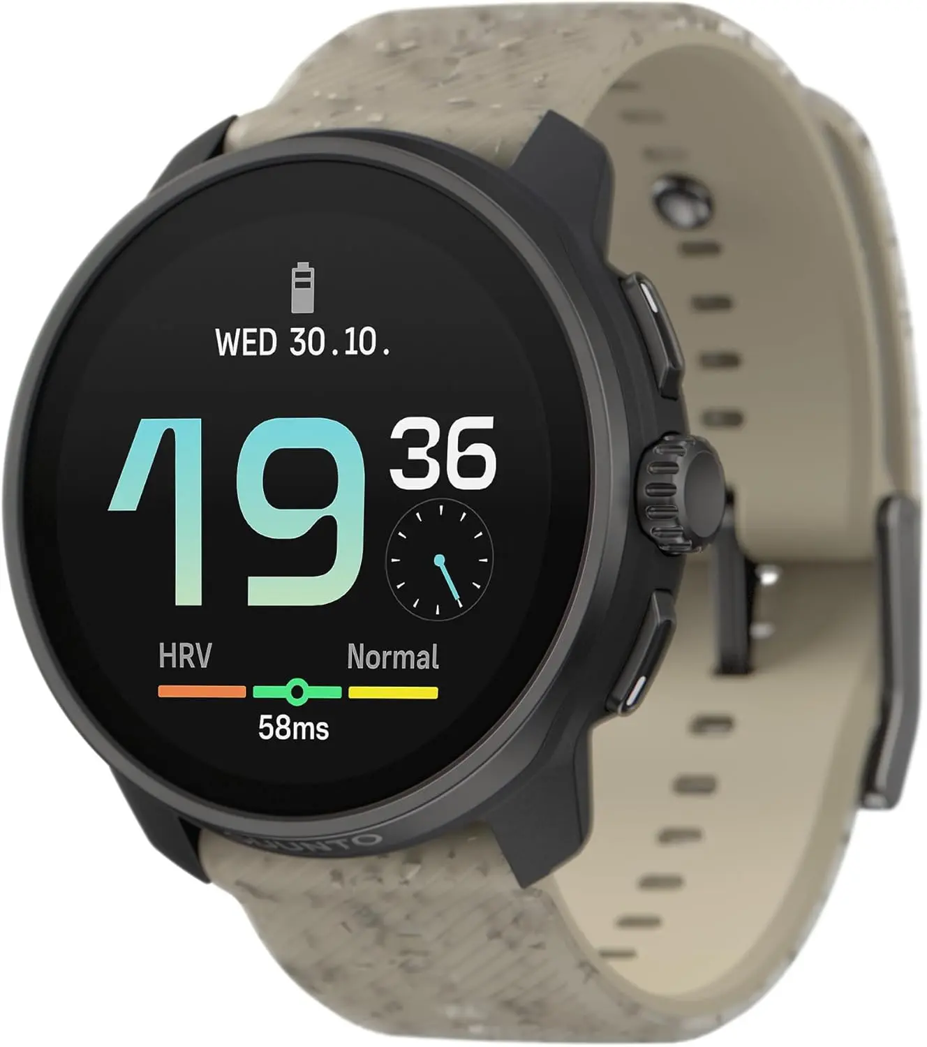 Suunto Race S GPS Sports Watch with AMOLED Touchscreen, Heart Rate and Fitness Tracker - Gravel Gray, Wearable, Digital, Recording, Charging, Silicone, Navigation