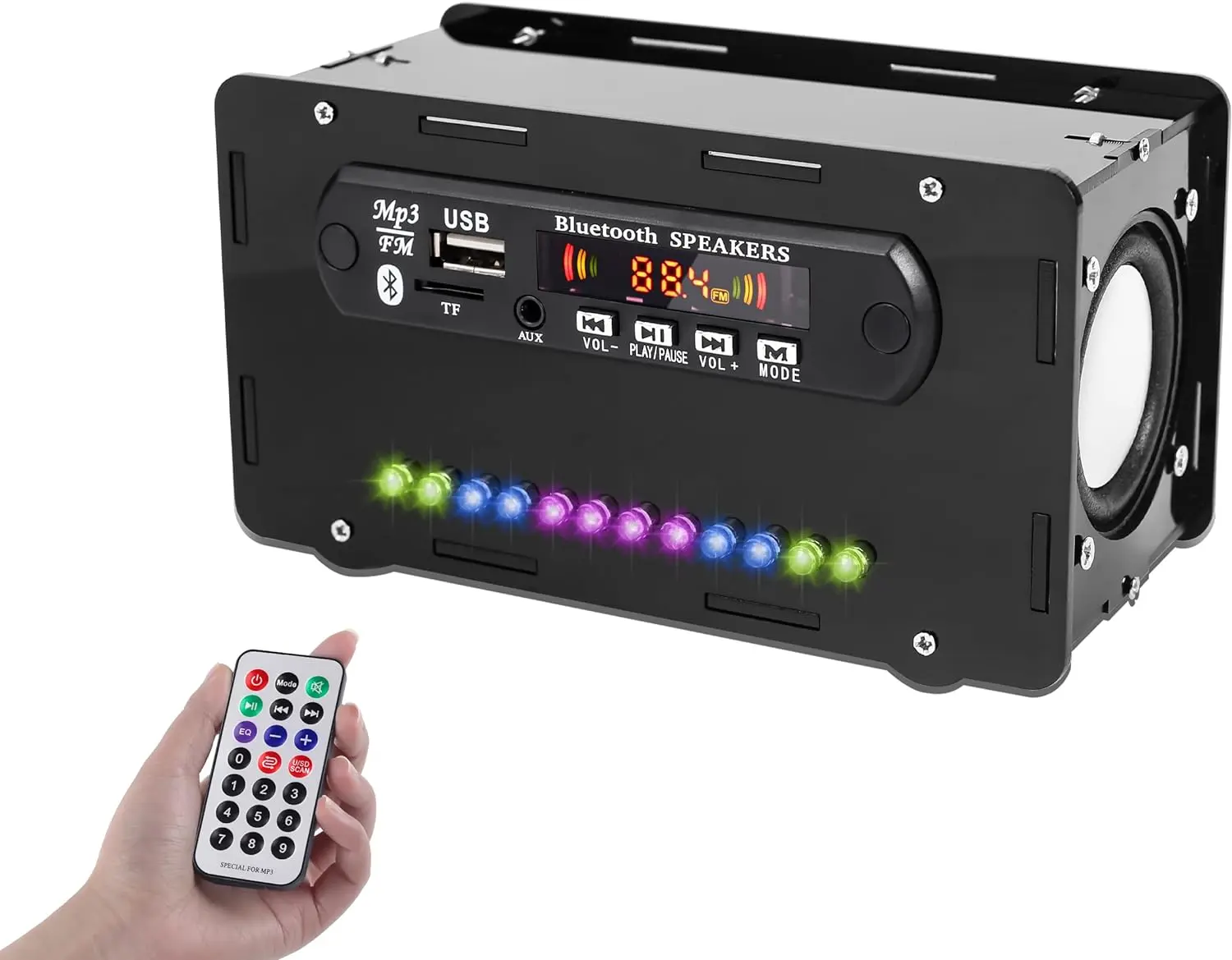 DIY Bluetooth Compatible Speaker soldering Kit with Digital Display, USB, Bluetooth Speakers, LED Lights, Mini Home Sound Amplifier, DIY Soldering Project