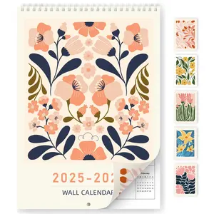2025 Wall Calendar Abstract Art Wall Calendar for 2025 from January 2025 to June 2026, A4 Calendar  18 Months Hanging Calendar, Bright Floral Patterns