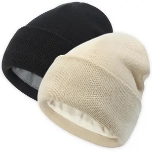 2 Pack Winter Fleece-Lined Unisex Hat Set Knitted Cuffed Beanie Caps for Men & Women Stay Warm & Stylish