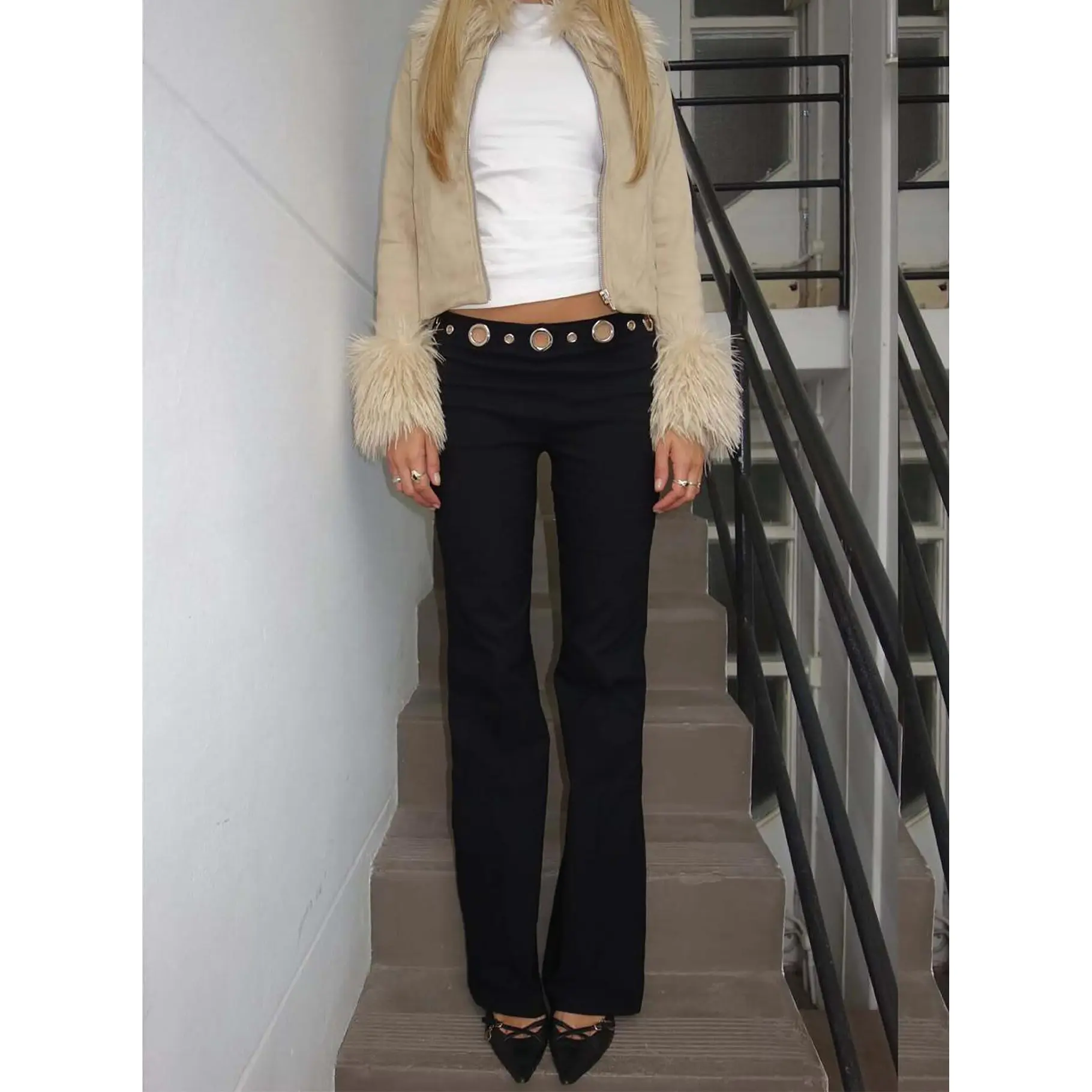 True Grit Eyelet Flare Pants Black True Grit Eyelet Flare Pants Black