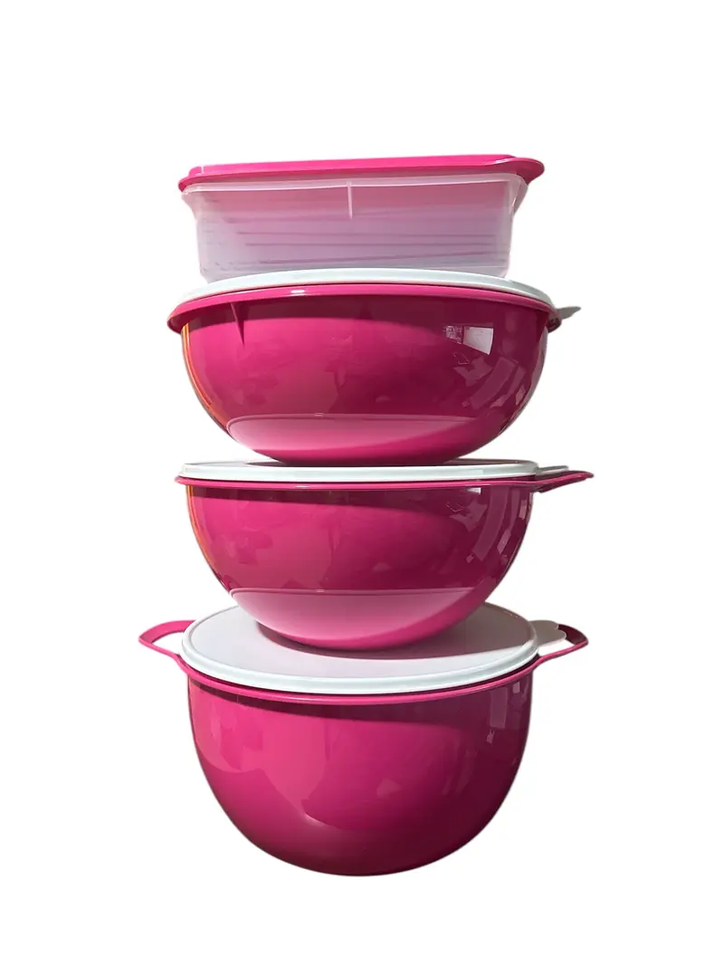 Set de Bowls Fiusha with Refrie Caja Basic 10L 7.5L 6.5L and 2.9L Vibrant Fiusha Color Bowls & Basic Refrie Caja for Easy Storage & Transport