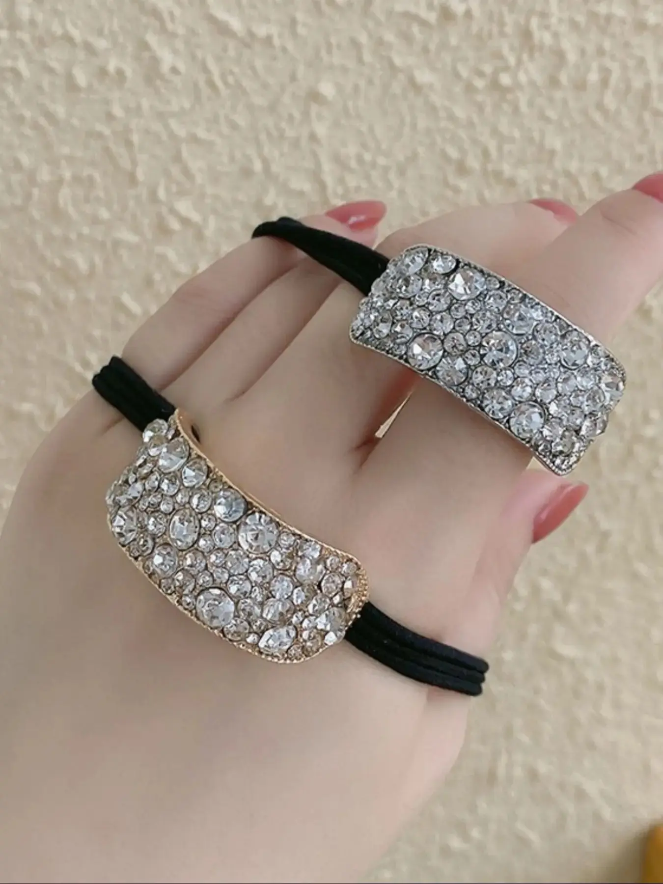 2 Sparkling Rhinestone Hair Ties, Durable Elastic Bands for Strong Hold, Stylish Hair Accessories to Enhance Your Look, Hair Decor, Fashion Hair Accessories, Elastic Hair Accessory, Hair Style Accessory