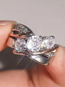 1 PC Pretty Cubic Zirconia Ring Wedding Promise Rings For Women For Wedding Engagement Anniversary Party Jewelry Valentine's Day Gift
