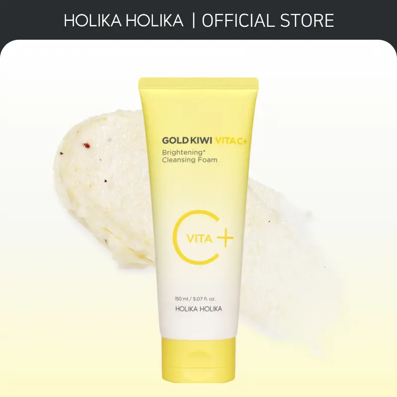 [Holika Holika] Gold Kiwi Vita C Plus Brightening Cleansing Foam – Vitamin C Daily Face Wash for Radiant Skin & Pore Care