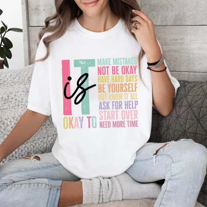 It's Okay To Make Mistakes Comfort Color Shirt, Special Education Teacher Shirts, Mental Health Tshirt, Back To School, Motivational Oversized Tee Clothes Cotton