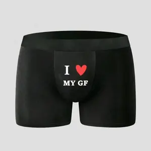 Men's Boxer/Brief with I Love My Girlfriend Print - Valentine's Day | Gift for him | Underwear for Men / Soft Elegant Stylish Menswear Brief Fabric Minimalist Breathable Undergarments Socks