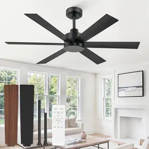 48 Inch Ceiling Fan No Light, Black Ceiling Fan Without Light, 6 , Quiet Reversible DC , 6-Speeds, Modern Ceiling Fan for Living Room, Bedroom, Patio, Indoor/Outdoor Use