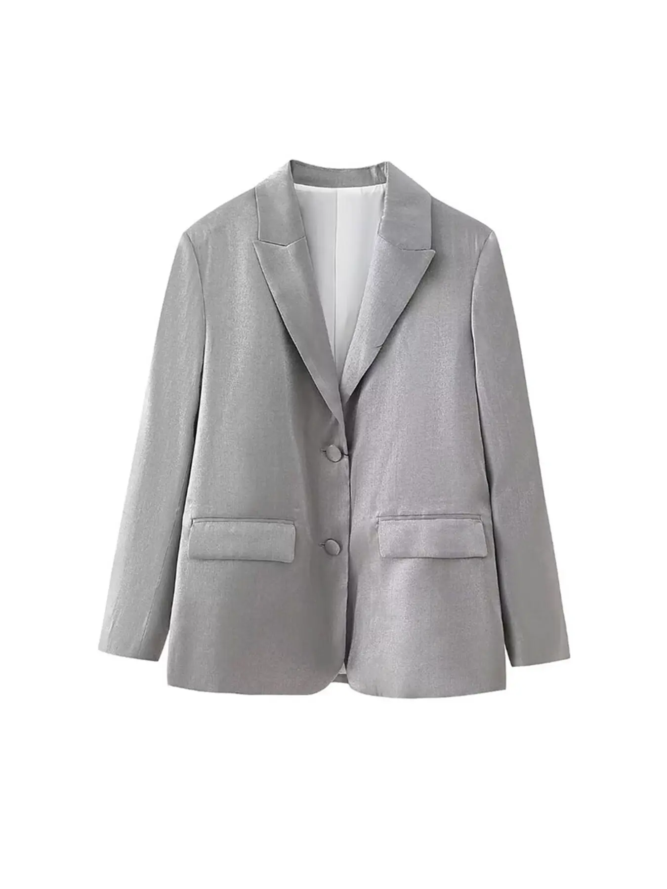 Women's Spring Fall Metallic Shiny Casual Blazer, Single-Breasted Pocket Decor, Fashion Retro Jacket, Daily Wear and Party