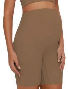 POSHDIVAH Ribbed Maternity Biker Shorts Over The Belly for Women - 8" Buttery Soft Pregnancy Workout Athletic Short Leggings summer clothes