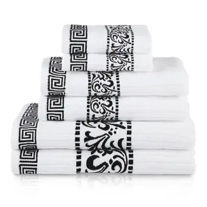 Superior Cotton 6-Piece Floral Scroll AbsorbentTowel Set