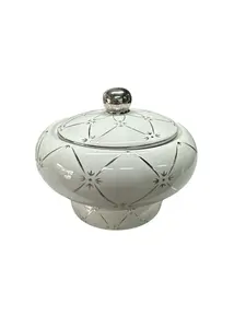 White/ Silver Tureen Ibeyi/Obatala 5”x 9” x 5”
