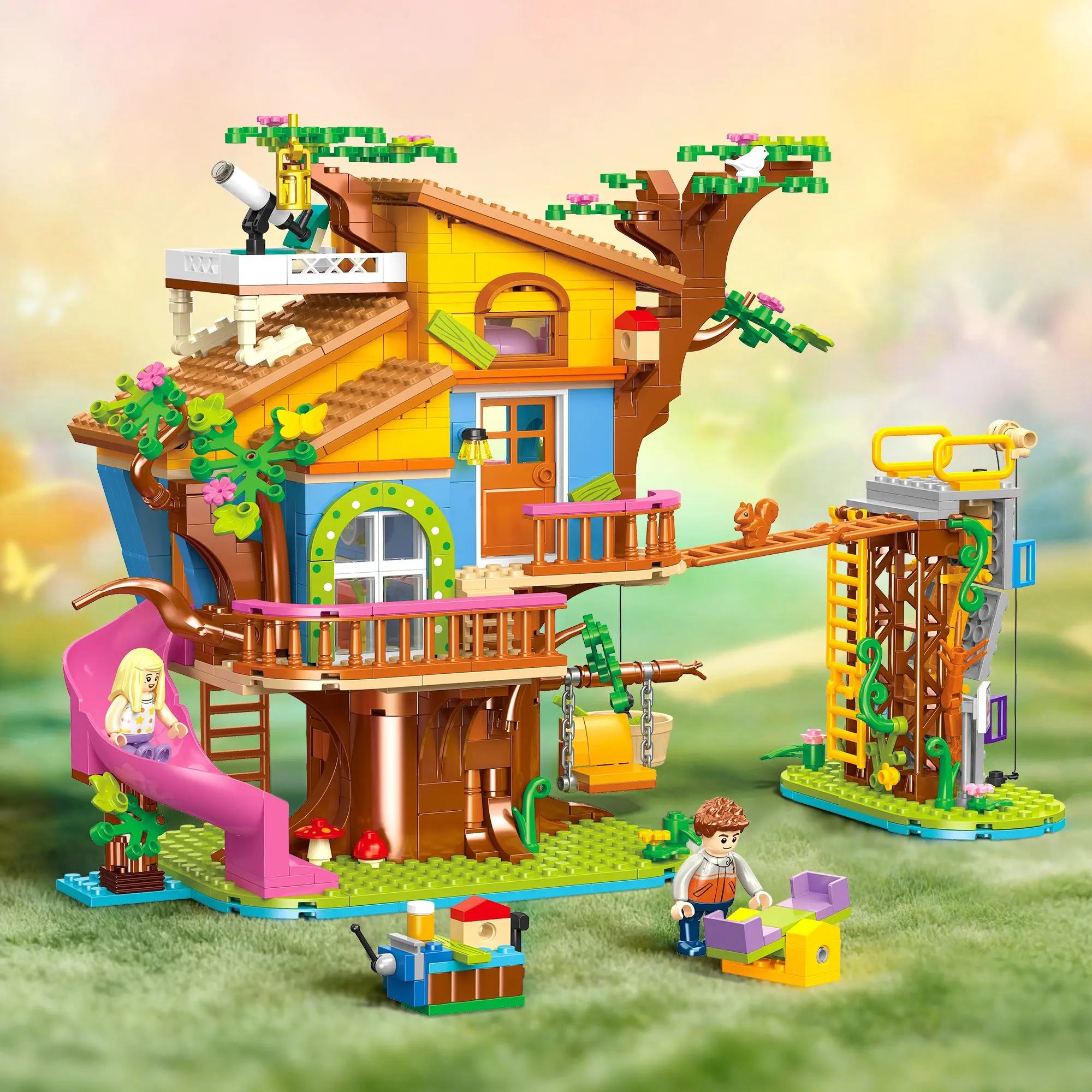 Adventure Tree House Building Blocks Set (823PCS), Treehouse Building Kit with Slide, Swing, Climbing Wall & Minifigures, Creative Construction Toy for Kids Girls 8+, Ideal Christmas Birthday & Party Gift