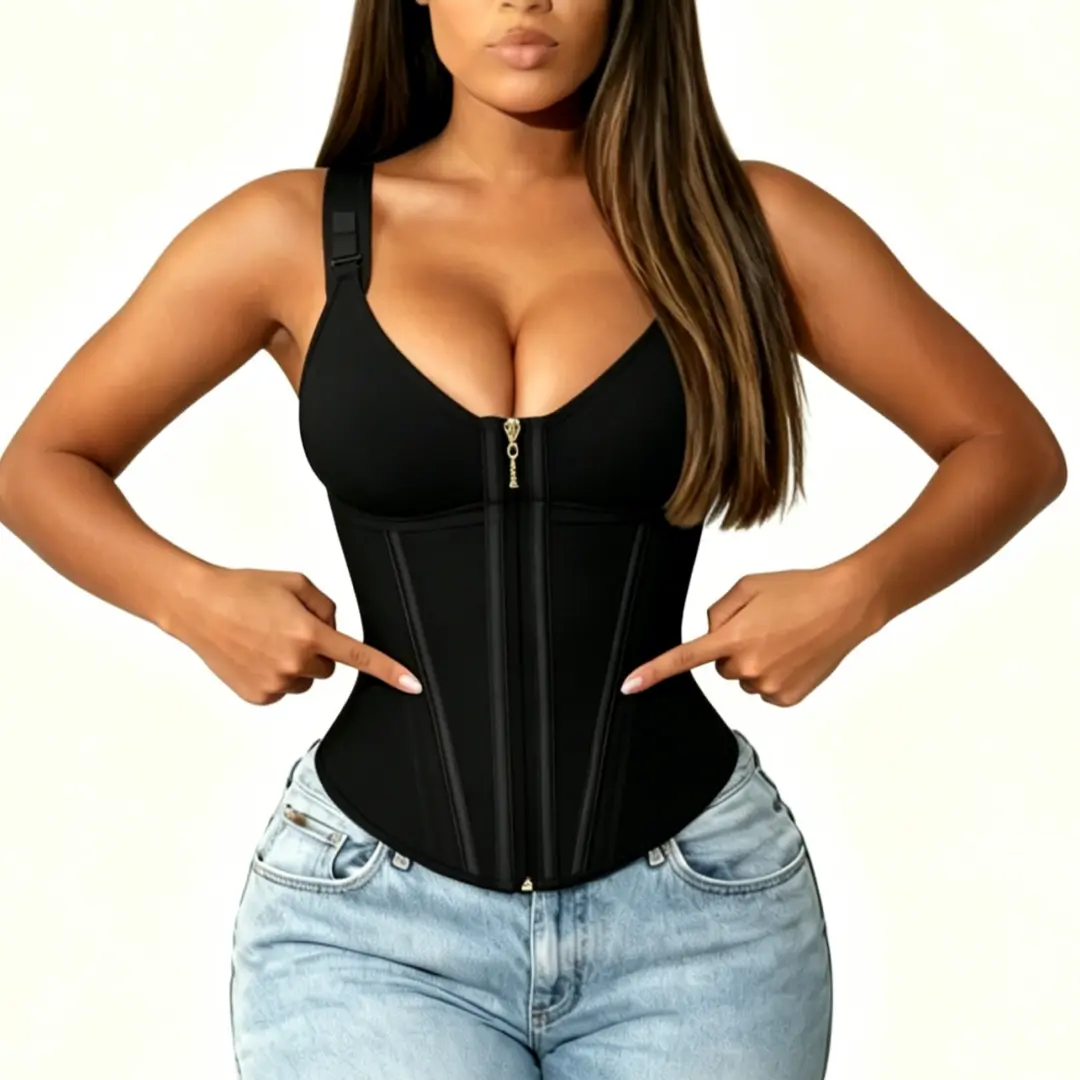 Women's Comfortable Corset Tank Top, Smooth Nylon Shaper Waist Trainer with Tummy Control, 17 Support Bars & Adjustable Straps