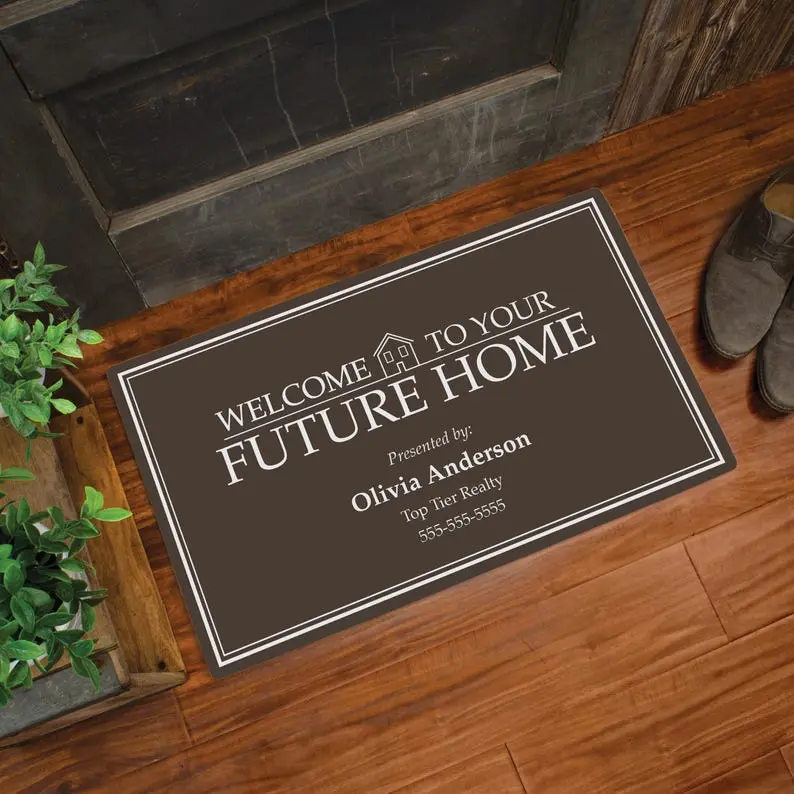 Realtor Welcome Door Mat | Personalized Realty Door Rug | Welcome to Your Future Home Agent Mat | Indoor Outdoor Mat | Open House Decor