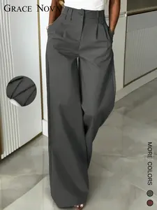 Spring Autumn Style Fashion Suit Pants, Womenswear Slimming Long Pants, Retro Loose Ultra-Long Design, New Arrival, Bottoms, Casual Chic Trousers