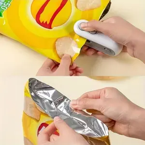 Portable Chip Bag Resealer, Mini USB Rechargeable Food Sealer with Hidden Cutter, Handheld Heat Sealing Machine for Snacks and Plastic Bags