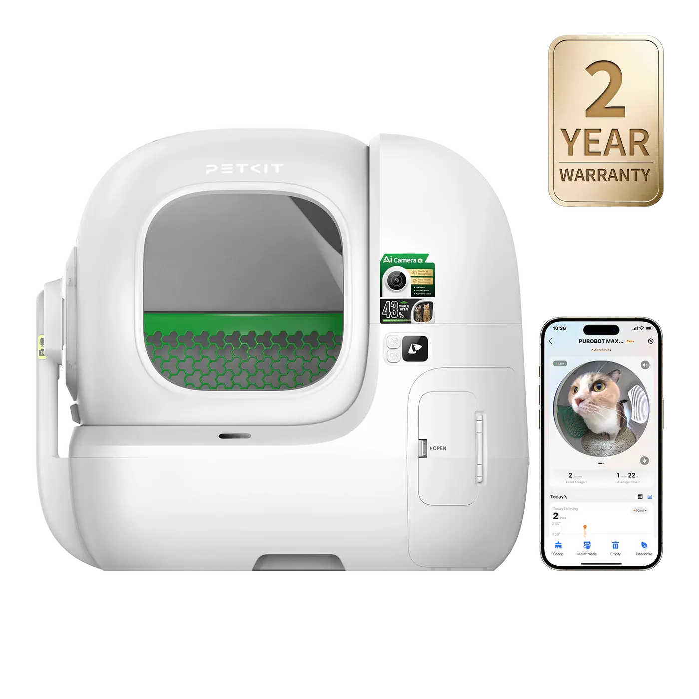 PETKIT Purobot Max Pro 2 AI-Camera Self Cleaning Cat Litter Box, 210° Wide Angle Lens, Automatic Cat Litter Box for Multiple Cats, 5G&2.4G WiFi/App Control/Odor-Free#Summervibes #petlovers