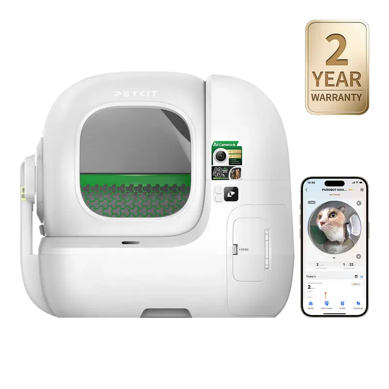 PETKIT Purobot Max Pro 2 AI-Camera Self-Cleaning Automatic Cat Litter Box - 210° Wide Angle Lens, 8L Capacity, 43% Wider Entry, 5G&2.4G WiFi/App Control, Safety Features, Plant Derivatives Odor-Free, for Multiple Cats