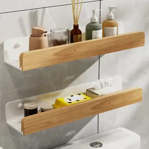 1pc Wall Mounted Bathroom Storage Rack, Punch-Free Bathroom Hanging Shelf, Space Bathroom Tray, Shampoo Shower Gel Holder Organizer, Bathroom Organizers And Storage