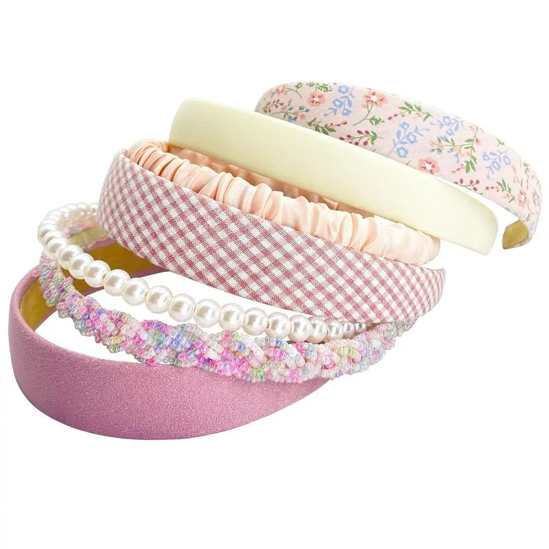 Set Of 7 Fashion Fabric Headbands,Padded Hair Accessories Non-slip Head Bands for Women's Hair good Elasticity and Wrapped in Soft ,Comfortable,the Perfect Decoration for Work,Parties,and Weddings
