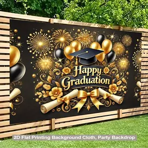 A Vibrant Graduation Backdrop for Parties, Featuring a 2D Design That Celebrates Graduation And The Start of Dreams, Suitable for Decorating Living Rooms, Bedrooms, Offices, Or Events, Graduation Party Decorations