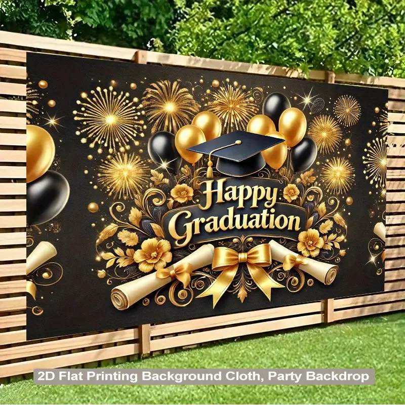 A Vibrant Graduation Backdrop for Parties, Featuring a 2D Design That Celebrates Graduation And The Start of Dreams, Suitable for Decorating Living Rooms, Bedrooms, Offices, Or Events, Graduation Party Decorations