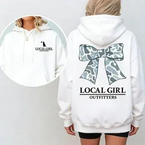 🏹 Interesting Unisex Local Girl Outfitters Camo Bow Hoodie🐱 Cute Cat & Bow Graphic Pullover, Trendy Fall-Winter Street Fashion, Comfy Casual Party Vibes tiktok shop deals streetwear heated rivalry merch graphic hoodies