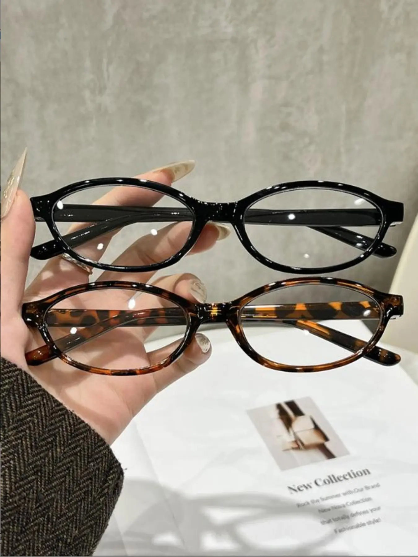 Unisex Fashion Classic Vintage Oval Small Frame Glasses, Fashion Eyewear, 2 Pairs, Leopard Pattern Eyeglasses, Casual College Style, Versatile Daily Wear Accessories, Tortoiseshell Glasses
