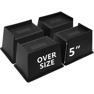 4 Pack Bed Risers 5 inch Heavy Duty,  Furniture Risers, Extra Wide Bed Lifts Risers for Couch, Table, Sofa, Dorm  XL, Desk, Bed Frame Risers Supports Up to 6,500 Lbs