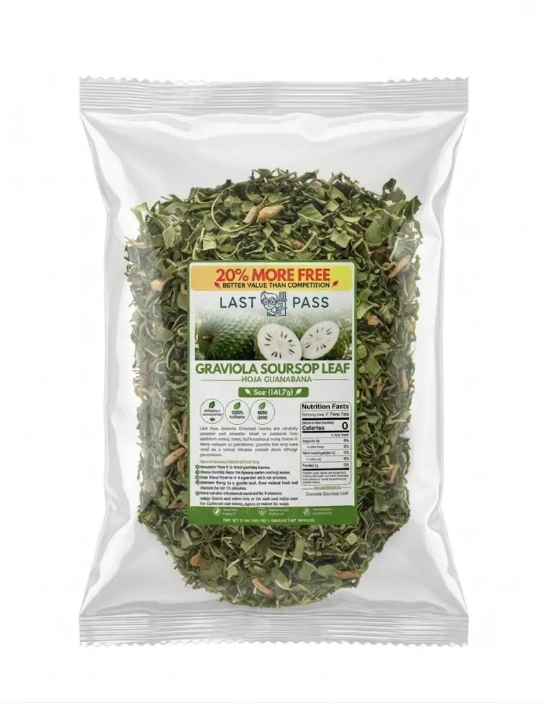 LAST PASS  | Whole Dried Graviola Soursop Leaves (5 oz - 330+ Leaves Per Bag) Hoja De Guanabana, 100% All Natural Delicious Fresh Tea | From Mexico | Premium Wildcrafted Quality.