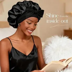 Women's Double Layer Satin Sleep Hair Cap, Adjustable 2.8in Wide Elastic Band, 58in-75+in Stretch, Heatless Curly Hair Styling Tool, Frizz-Control Silky Haircare, Mum Christmas Gift