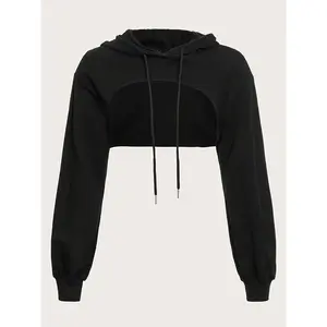 Ultra short hoodie with drawstring details, sexy crop top