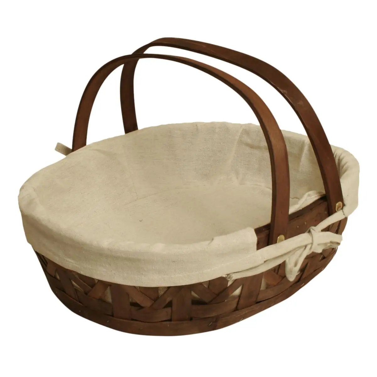 Wald Imports 6501-LG 17 in. Stained Woodchip Basket with Cloth Liner, Brown