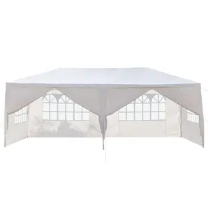 10'x20' Canopy Tent, Outdoor Waterproof Party Tent with 6 Removable Sidewalls, Patio Wedding Gazebo, White