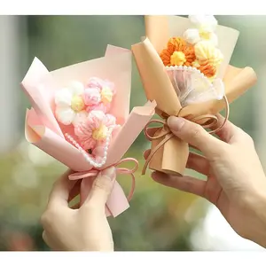 4 Pieces Tulips flowers Artificial flowers, fake flowers, knitted yarn flowers, puff flower mini bouquets, Mother's Daygifts ,handmade bouquets, souvenirs, artificial flowers, outdoor intimate gifts, bedroom decoration roses