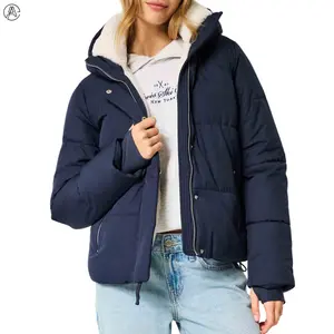 Arssm Women’s Sherpa Lined Fleece Puffer Jacket – Quilted Hooded Winter Coat for Cozy Street Style & Cold Weather Outfits