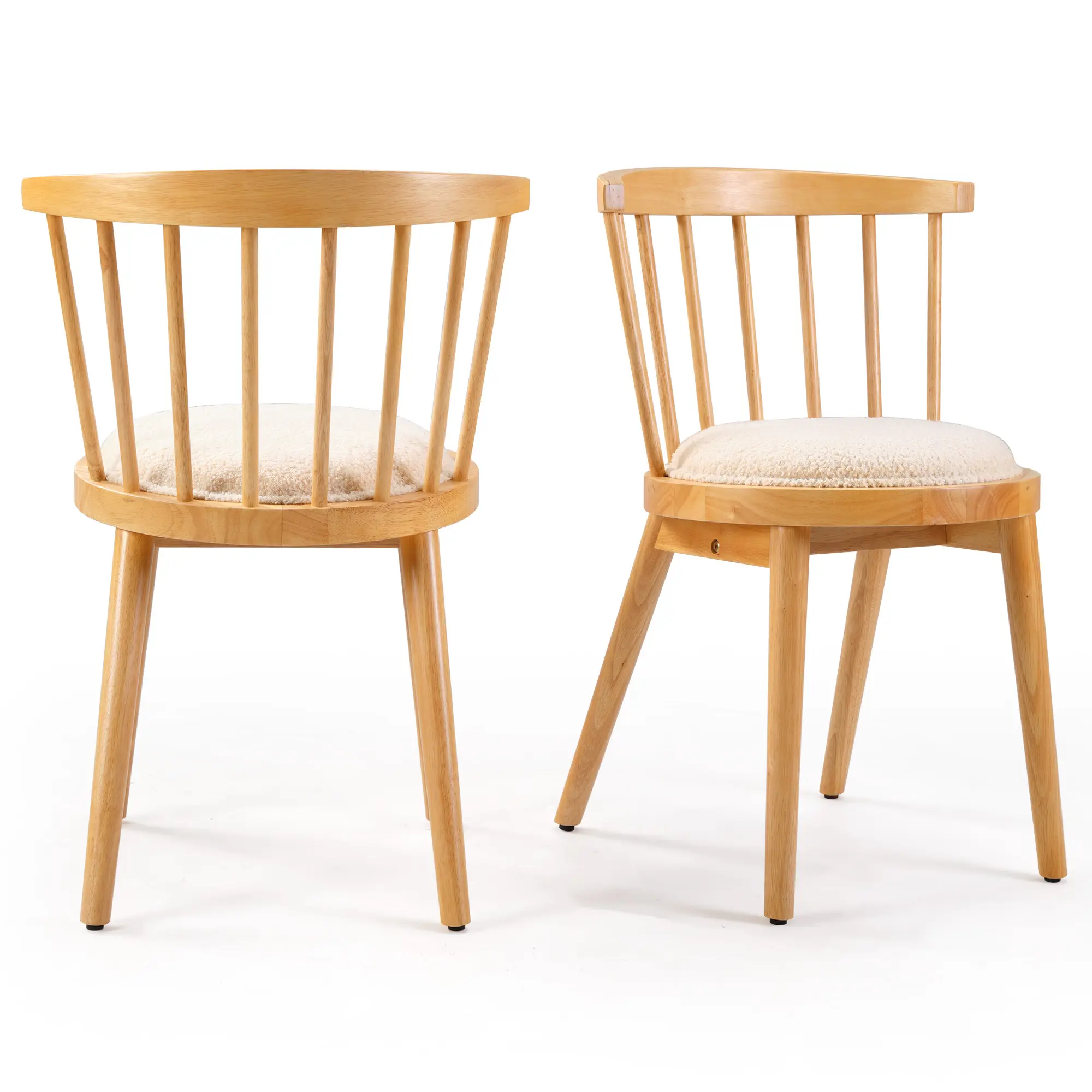 Nicole Selection Set of 2 Dining Chairs - 150KG Heavy Duty, Solid Rubber Wood & Plywood, Upholstered Fabric Kitchen Chairs for Home Restaurant