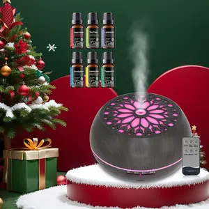 550ml Smart Diffuser with 6 Oils , Custom Timer & RGB Lighting for Modern Home Decor air  purifier essential oil aroma diffuser humidifier aromatherapy oil wood grain design Round Household