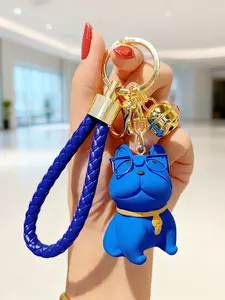 Dog Keychain with Metal Frame Glasses Design, Detachable Key Chain Accessory, Personalized Bag Charm, Car Key Ring, Phone Strap, Ideal Gift, Multifunctional Keychain