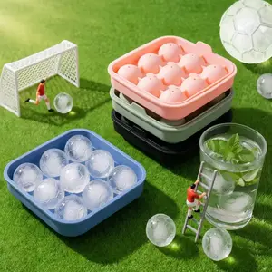 Soccer Ice Cube Mold, Football Shapes Ice Cube Tray, Make 9 Large Ice Balls for Chilling Whiskey Cocktails Drinks