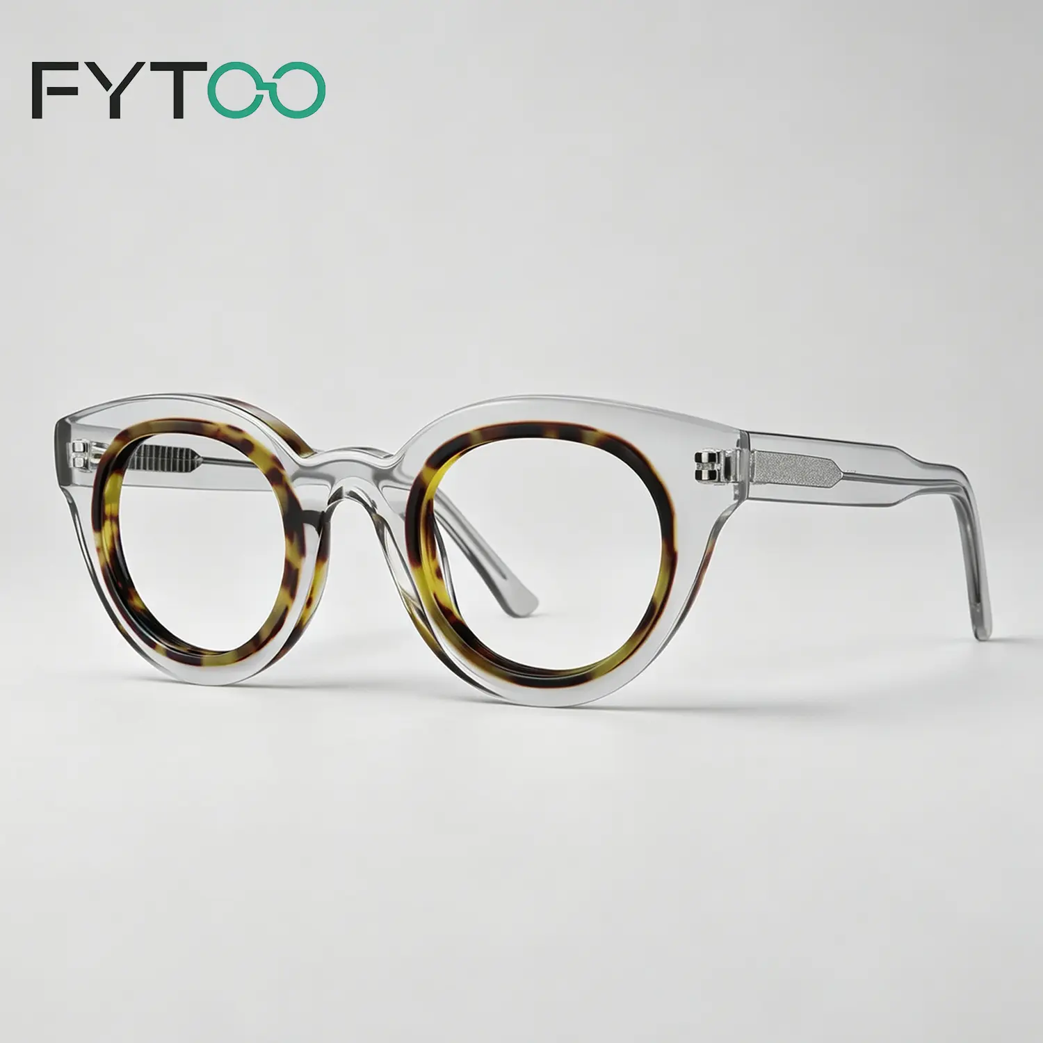 FYTOO Multi-Color Handmade Solid Acetate Oval Eyeglasses Frame Y2K Vintage Tortoise Fashion Optical Frames for Women Street Office Daily Matching 942366