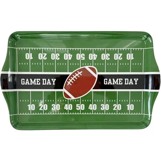 15″ Large Football Field Melamine Serving Tray – Green Game Day Appetizer & Tailgate Party Platter