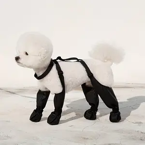 Waterproof Adjustable Non-Slip Dog Booties for Small to Medium Dogs Durable Nylon Silicone Rubber Sole All Season Protection Winter Snow Hiking Easy Hook-and-Loop Fastener Waterproof Boots Poodle Costume Clothes Outfits