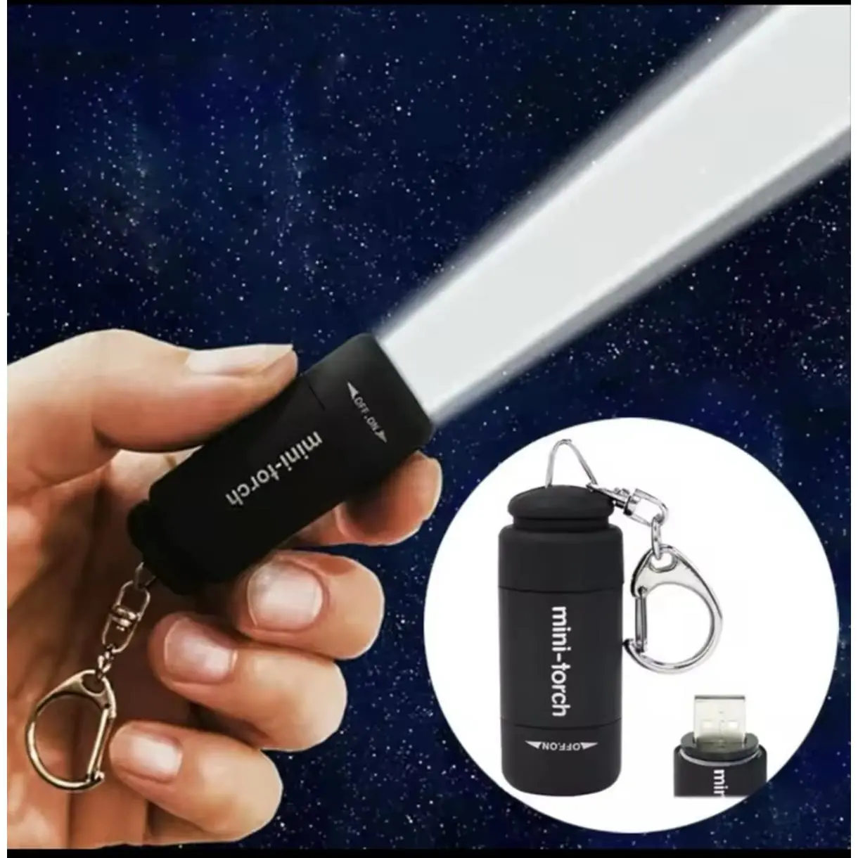 Mini Torch LED Flashlight Keychain or Bag Charm Portable & Compact Design for Everyday Use Natural Crystals