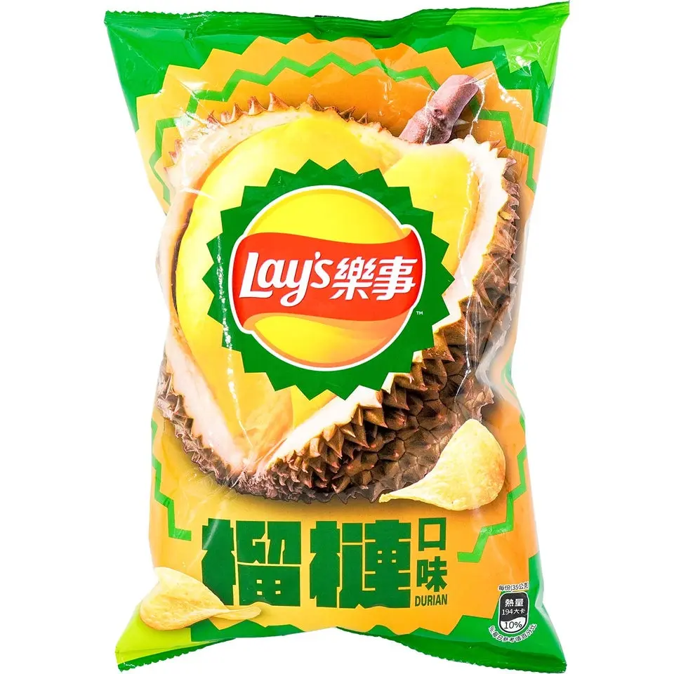 Lay's Durian-Flavored Potato Chips, Made with Fresh Potatoes & Palm Oil, Rich Creamy Taste, 3 oz