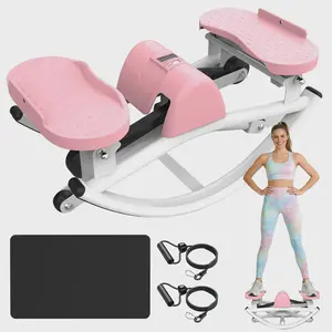 Lateral Stepper twister ab Machine with Resistance Bands & LCD Monitor - Stait Stepper for HomeWorkout, Low Impact Exercise for Legs, Hips, Glutes with Anti-Slip Mat