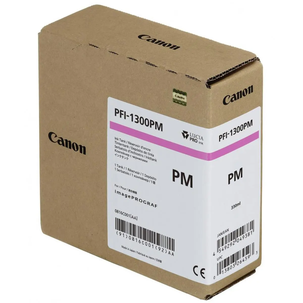 Canon PFI-1300 330ml Photo Magenta Pigment Ink Tank for Select imagePROGRAF PRO Series Large-Format Inkjet Printers