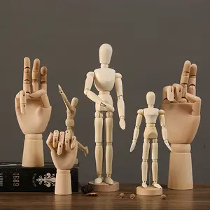Artistic Wooden Hand Model Kit, Artist Human Body Drawing Doll Set, Poseable Wood Tools for Painting & Sketching, Home Decor Accessories, Craft Figurine